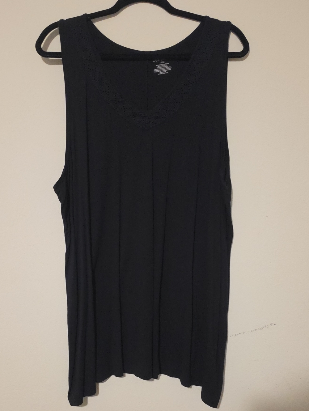 Lane Bryant Black Crochet-Trim V-Neck Tank